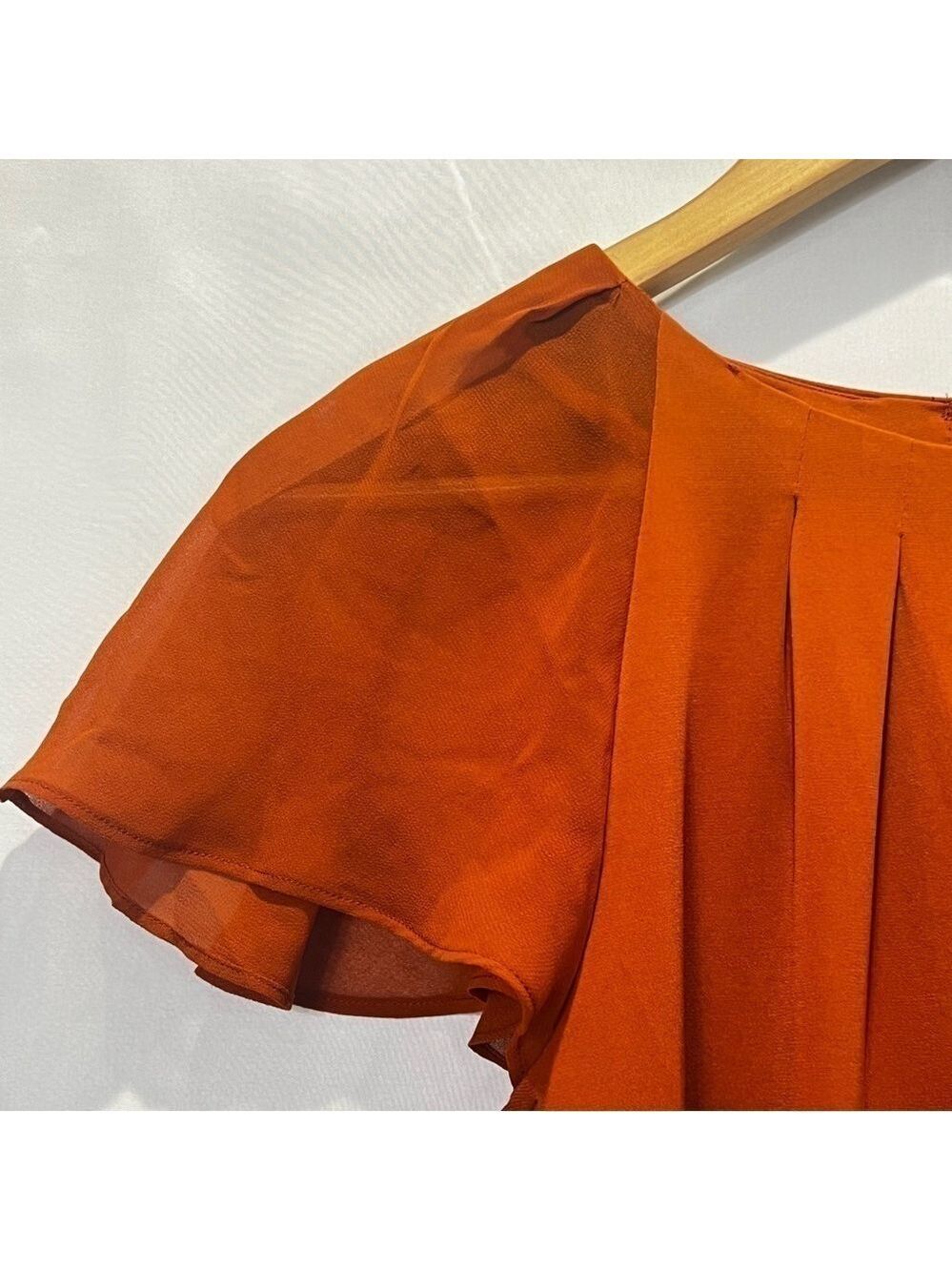Calvin Klein Pleaded Sheer Flutter Short Sleeve Blouse Top Size M - Picture 8 of 12